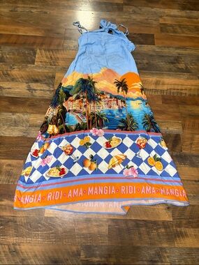 Paper Heart brand Italian-themed linen blend maxi dress